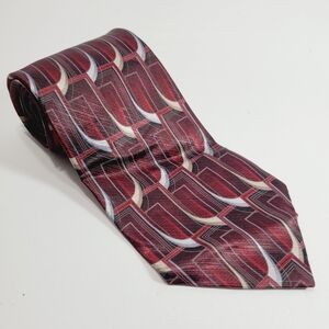 Arrow Burgundy Geometric Pattern Men's Silk Neck Tie 56x3.75"